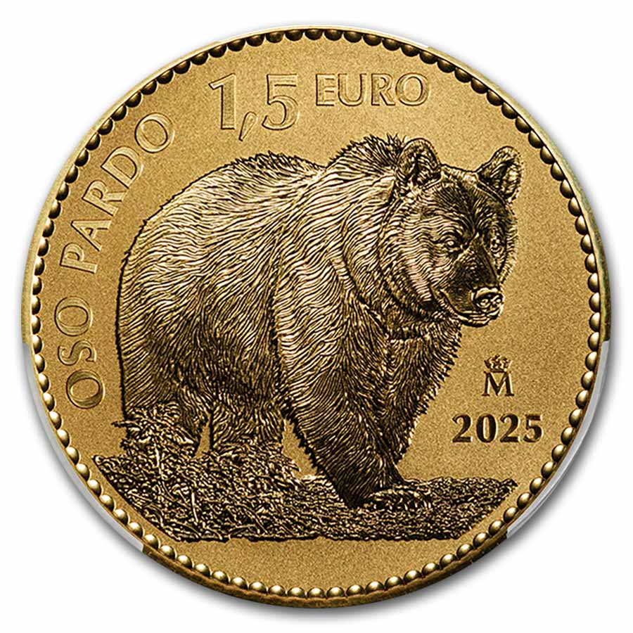 2025 Spain 1 oz Gold Reverse Proof Bear Doubloon PCGS PR-70 (FDI